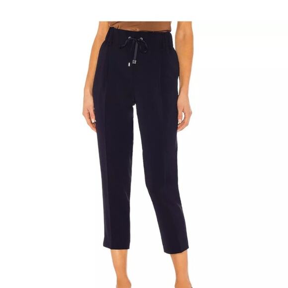 ATM Anthony Thomas Melillo Micro Twill Pants Navy Blue Pull On Cropped Size L - Picture 1 of 8